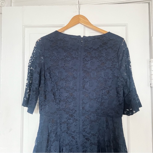 BETSEY JOHNSON Vintage Navy Blue Lace Dress Size 14 - Picture 5 of 10